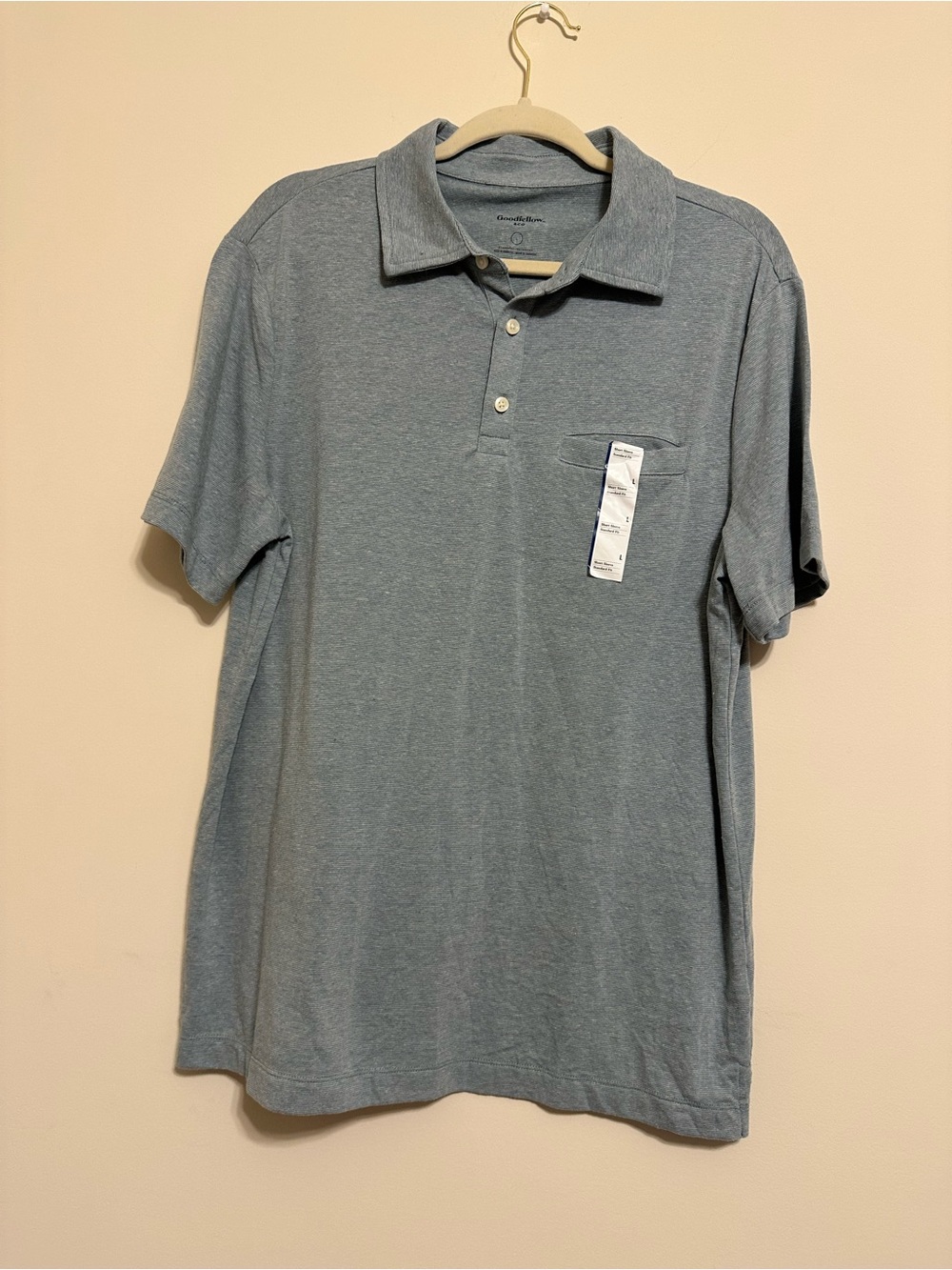 Goodfellow & Co Heather Slate Green Short-Sleeve Polo Size Lg